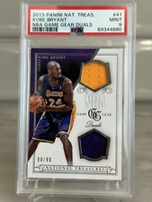 2013 NATIONAL TREASURES KOBE BRYANT JERSEY /99 NBA GAME GEAR DUAL Lakers PSA 9