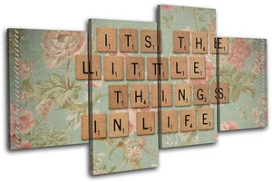 Scrabble Vintage Floral Typography MULTI LONA pared arte Foto impresion - Imagen 1 de 1