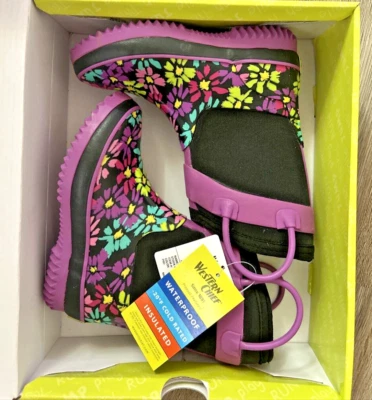 Western Chief Girls AISLADO Flower Power Neopreno Nieve/Lluvia -~Talla 9/10 Foto 1 de 3