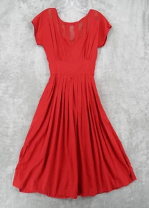 Vintage Monglow Kleid kleine Knopf Taschen Plissee bescheiden Netzdetail Praire - Bild 1 von 14