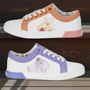 Disney Winnie The Pooh Womens Court Sneakers Pooh & Eeyore Low-Top Shoes US 9 - Picture 1 of 17