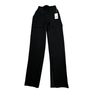A NEW DAY Black Cargo Pants High Rise Wide Leg Split Zipper Ankle Size 2 NEW - Picture 1 of 13