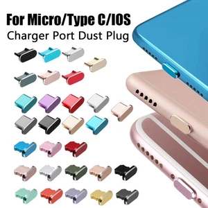 Cap Anti Dust Metal Plug Micro/Type C/iP For iP 13 Pro Max Samsung Galaxy S22 - Photo 1 sur 36