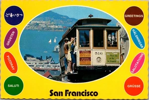 Streetcar Grüße in vielen Sprachen aus San Francisco, ca 4x6 Postkarte - Bild 1 von 2