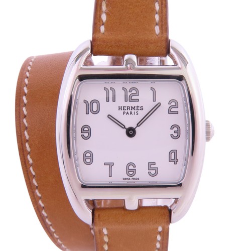 HERMÈS Orologio HERMES PHW Capecod CT1.210 Quarzo Pelle di Vitello Acciaio Inox Bianco