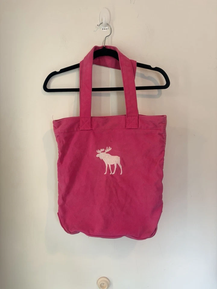 Vintage Y2K Abercrombie & Fitch Pink Tote Bag Embroidered Logo Zip Closure Large - Image 1 of 4