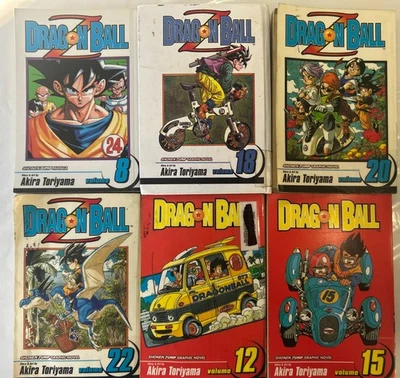Dragon Ball Z Manga Book Lot Of 6 Books Volume 8 18 20 22 Dragon Ball Book 12 15 - Image 1 of 2