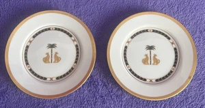 Christian Dior CASABLANCA Bread & Butter / Dessert Plates Leopards Palm Trees - Picture 1 of 10