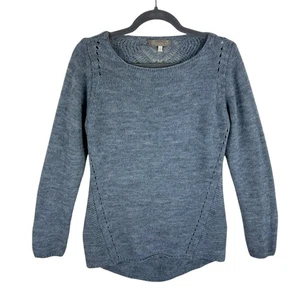 Bianca B. Blauer Langarm Rundhals leichter Pullover mit Häkeldetail Italy M - Bild 1 von 8