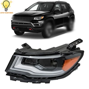Left Side Headlight For 2017-2021 Jeep Compass HID/Xenon Headlamp LED DRL Black - Picture 1 of 7