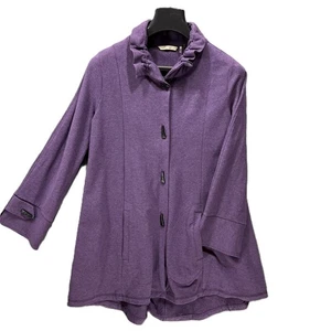 Weiche Umrandung lila Knebel Cape Mantel Rüschen Ausschnitt breite Manschette Taschen Gr. Small - Bild 1 von 10