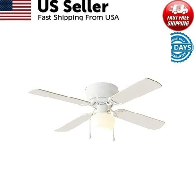 Ceiling Fan Metal Hugger W/Light 42" White 4 Blades LED Bulb Reverse Airflow New - Image 1 of 4