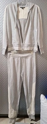 Nova JAQUETA E CALÇA RALPH LAUREN feminina pequena com capuz cinza com zíper  - Imagem 1 de 4