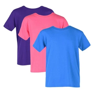 Gildan Girl's Crew Neck Cotton Tee Shirt (Pack of 3) - Picture 1 of 3