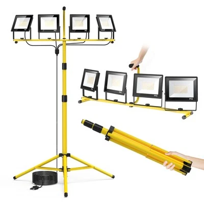 Plug in Led Work Light with Stand,28000 Lumen 110V 4 Adjustable Head Outdoor ... - Image 1 of 4