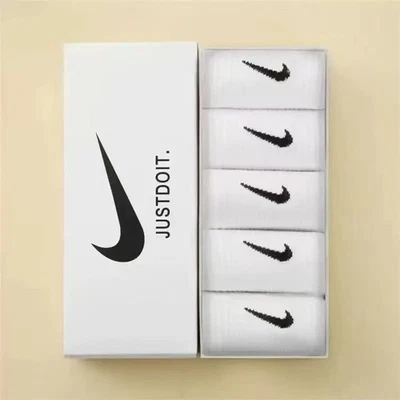 Nike Men's Socks (JUST DO IT), 5-pair pack, brand-new, slightly thin, sizes 5-8.