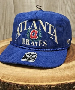 Atlanta Braves Corduroy 47 Brand Golfer Rope Snapback Adjustable Hat Cap MLB - Picture 1 of 14