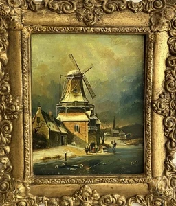 Antique Oil Painting DUTCH OLD MASTER Style Golden Age THE OLD WINDMILL - Picture 1 of 11