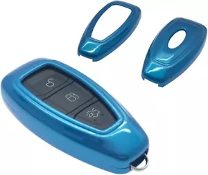 Gloss KEY Case Shell Fits 3 Button Keyless FORD S-MAX/B MAX/C- MAX/FOCUS (Blue) - Picture 1 of 8