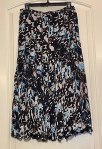 Alberto Makali Womens Blacks/Blues Multicolored Pleated Lined Skirt SZ 8 - Picture 1 of 9