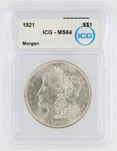 1921 Silver Morgan Dollar ICG MS64 S$1 Lot of 1 Philadelphia Minted Coin New Tag - Picture 1 of 7