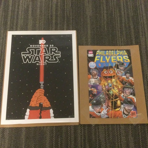 2022 PHILADELPHIA FLYERS GRITTY MARVEL MINI POSTER & STAR WARS SGA Cover