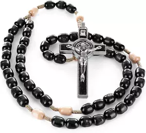 Genuine Made in Italy Rosary Necklace Blessed by Pope Francis Saint Benedict Med - Picture 1 of 5