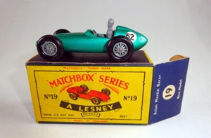 Matchbox RW 19C Aston Martin Racing Car verde metálico raro número "52" en caja "C" - Imagen 1 de 12