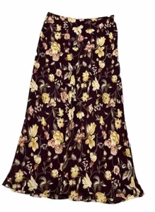 Express Women’s Vintage 1990s Maroon Floral Print Maxi Skirt Size 9/10 - Picture 1 of 9