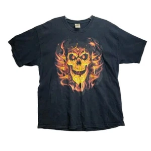 Flamming Skull Rib Cage Graphic Tee Shirt Vintage XL - Rare Find! - Bild 1 von 8