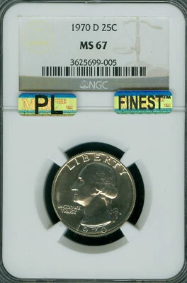1970-D WASHINGTON QUARTER NGC MS67 PL MAC FINEST GRADE MAC SPOTLESS . - Image 1 of 2
