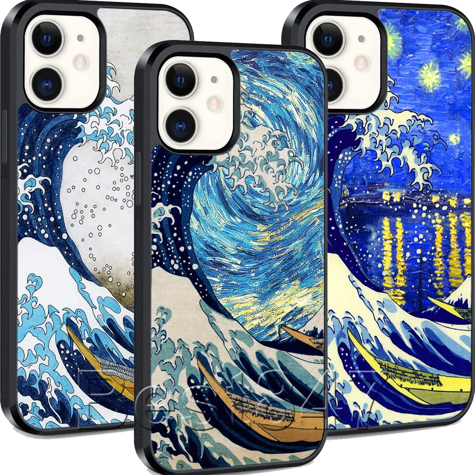 The Great Wave off Kanagawa Van Gogh Phone Case for iPhone 13 14 Pro Max Cover  - Image 1 of 4