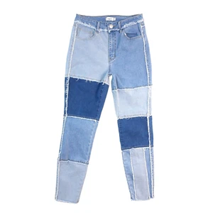 Rue21 Patch Work Light Medium Dark Womens Blue Jeans Size 10 ( Measures 27x27 ) - Picture 1 of 16