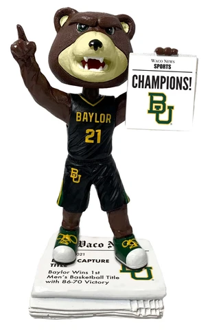 Bruiser Baylor Bears Newspaper 2021 Basketball Champions #/2,021 Bobblehead Cover