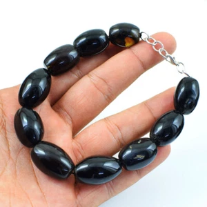 354.00 Cts Natural 8 Inches Long Black Onyx Beads Handmade Bracelet NK 01E107 - Picture 1 of 2