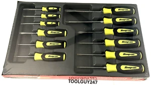 SNAP ON TOOLS SGDXW120B Jeu de 12 tournevis combinés Hi-Viz jaune poignée souple NEUF - Photo 1/9