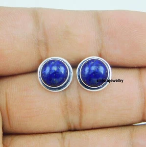 Aretes hechos a mano con piedras preciosas de lapislázuli de plata de ley 925 - Imagen 1 de 4