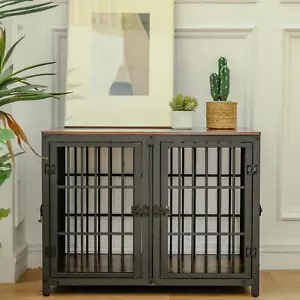 Jaula para perros de madera caja para perros caja de rejilla de metal mesa auxiliar 4 puertas conectable estable - Imagen 1 de 15