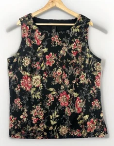 Vintage Lane Bryant Top Plus Sz 18/20 Sleeveless Dark Floral Fairy USA - Picture 1 of 9