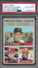 Juan Marichal, Steve Carlton, Bob Gibson Signed Auto 1970 Topps ERA Leaders Card