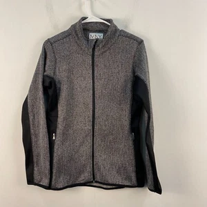 Marc New York Womens Small Top Fleece Zip Athletic Knit Stretch Chevron 8850 - Picture 1 of 9