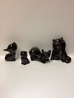 Four Black Cats. Ceramic Figurines. All different shape, sizes & breeds.
