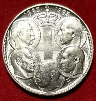 1963 GREECE - 30 DRACHMAI - FIVE GREEK KINGS - 1/2 Oz MINT BU SILVER - BEAUTY! - Image 1 of 4