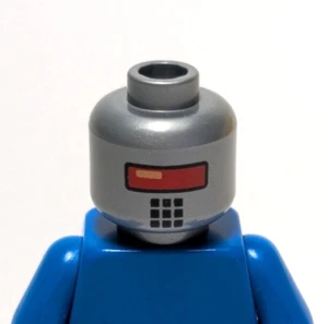 Lego - Minifigure Head - Silver Grey, Red, Robot - Picture 1 of 1