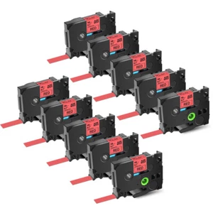 10PK Compatible with Brother PT-D450 TZe-441 TZ-441 Black on Red Label Tape 0.7" - Picture 1 of 8