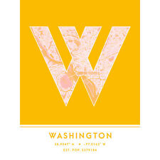 Washington United States City Map Typography Unframed Wall Art Print 18x24 In