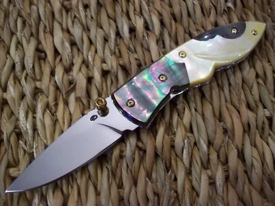 CUSTOM THAILAND KNIFE / HAND FINISHED BLACK PEARL / MOTHER OF PEARL / NEW 2022 - Image 1 of 4