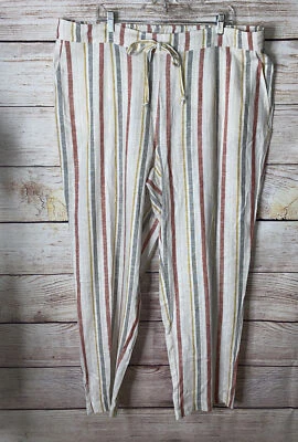 Chelsea & Theodore Striped Linen Bd Wide Leg Pants Plus Sz 2X (42x31 ) - Image 1 of 4