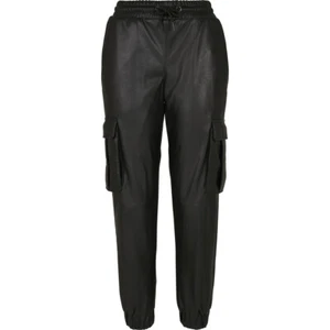 Urban Classics Ladies Faux Leather Cargo Pants Hose Kustleder Cargo Style - Picture 1 of 19