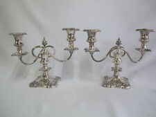 Ornate ART NOUVEAU Silver Plate Copper Made in England 2 Candle CANDELABRA Pair